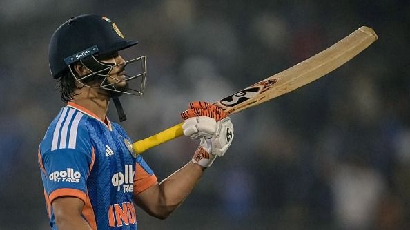 India's Ishan Kishan reacts as he walks back to the pavilion after his dismissal during the second Twenty20 international cricket match between India and New Zealand (Getty)