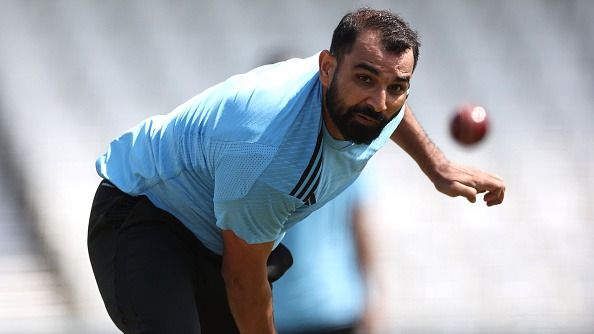Mohammed Shami of India bowls