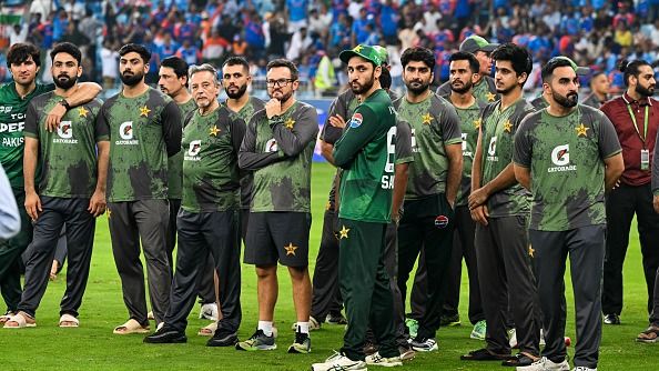 Pakistan's cricket team members wait for the presentation ceremony at the end of the Asia Cup 2025 Pakistan's cricket team members wait for the presentation ceremony at the end of the Asia Cup 2025
