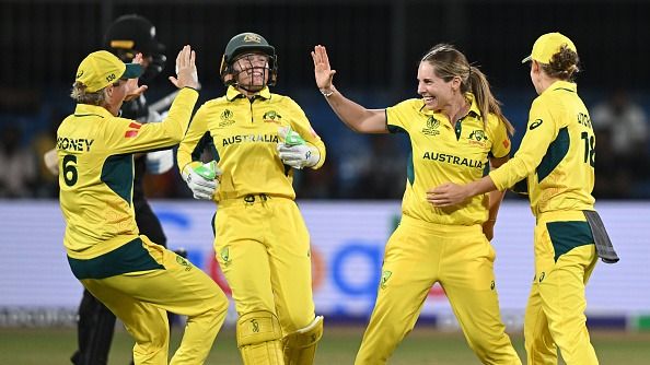 Sophie Molineux of Australia celebrates with team mates Sophie Molineux of Australia celebrates with team mates