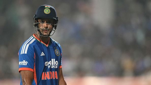 India's Shivam Dube walks back to the pavilion