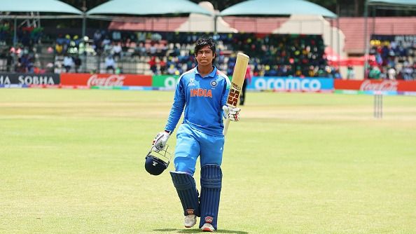 Vaibhav Suryavanshi of India makes their way off after being dismissed for 175 during