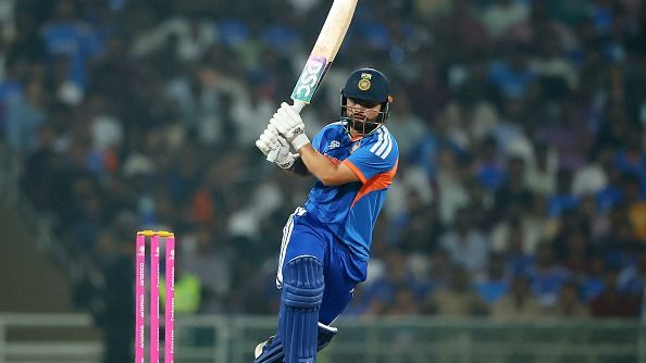 Rinku Singh of India bats during a warm up Rinku Singh of India bats during a warm up
