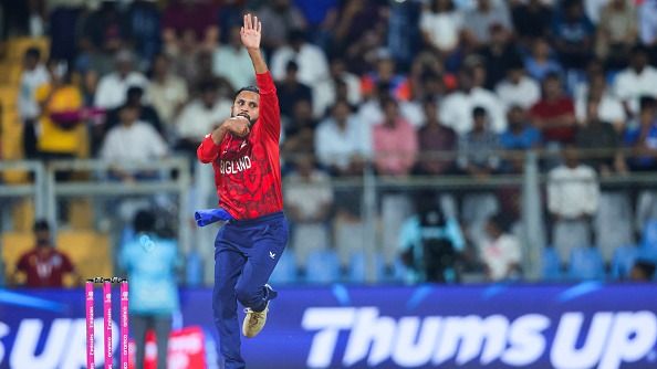England's Adil Rashid bowls a delivery