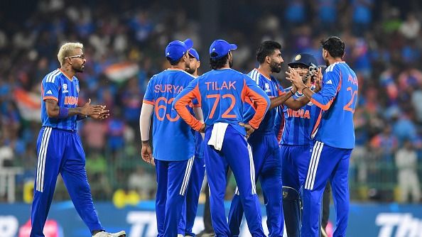 Axar Patel of India celebrates the wicket of Usman Khan of Pakistan