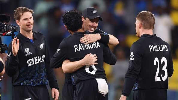 Matt Henry and Rachin Ravindra of New Zealand Matt Henry and Rachin Ravindra of New Zealand