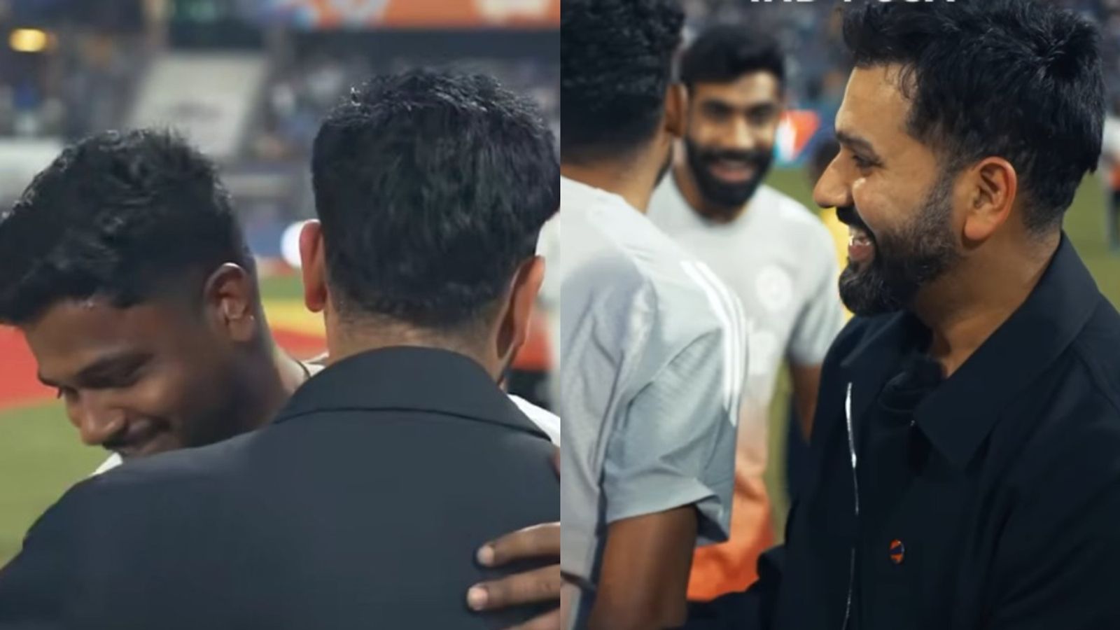 संजू सैमसन को रोहित शर्मा से मिला था ये खास मैसेज, ICC ने भारत-वेस्ट इंडीज मैच के बाद किया जगजाहिर, देखिए Video रोहित शर्मा और संजू सैमसन की टी20 वर्ल्ड कप के आगाज से पहले मुलाकात हुई थी. (Photo: ICC Video Grab)