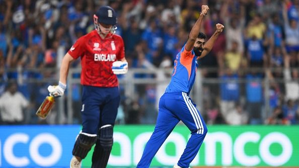 हैरी ब्रूक के विकेट का जश्न मनाते बुमराह (PC: Getty)