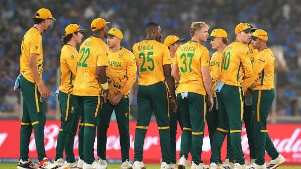 South African players celebrate with each other in this frame. (Getty)