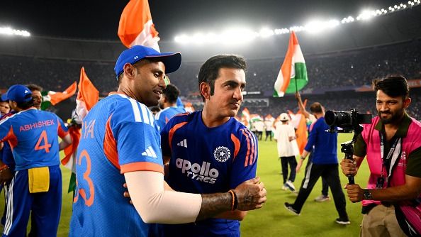 Suryakumar Yadav of India and Gautum Gambhir, Head Coach of India