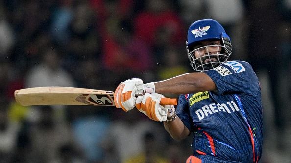 Lucknow Super Giants' captain Rishabh Pant plays a shot