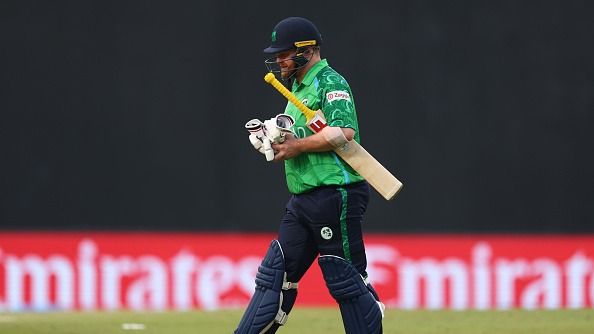 Paul Stirling of Ireland walks off the field