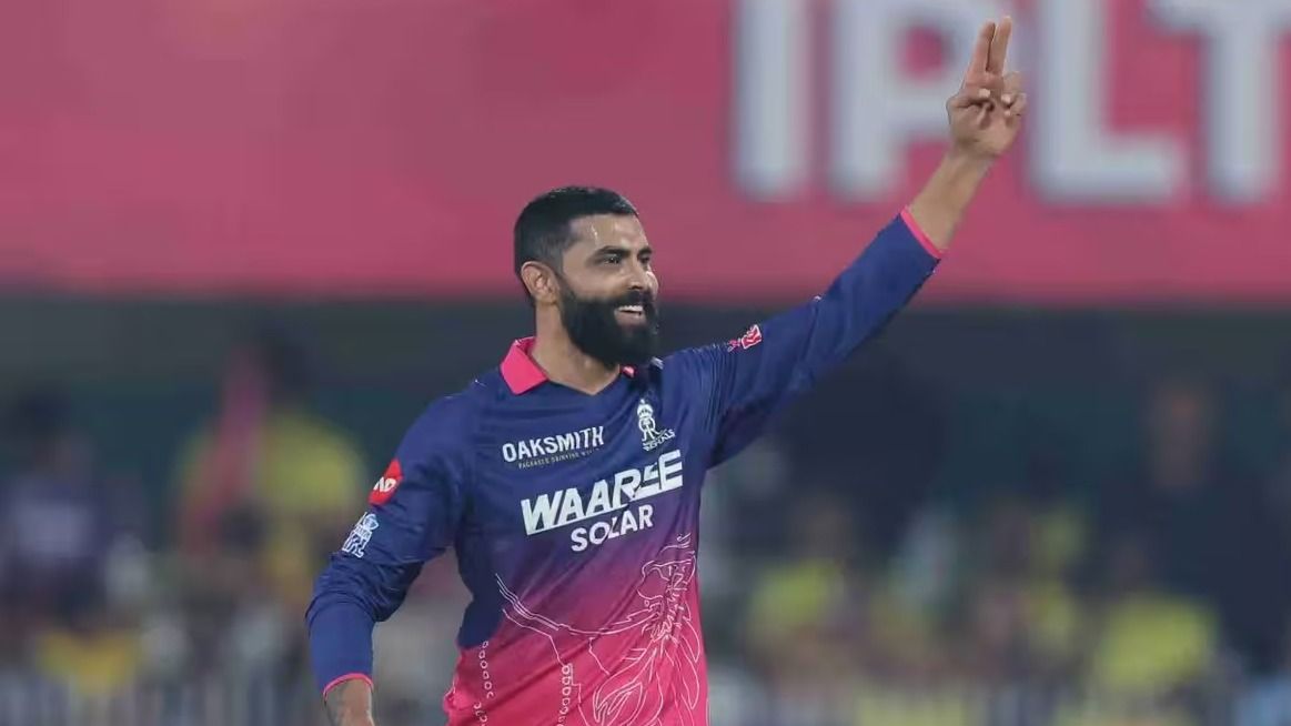 Ravindra Jadeja after taking a wicket against Chennai