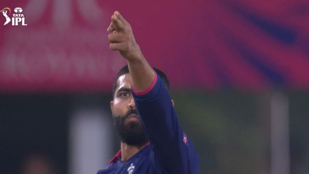 Ravindra Jadeja during the gun shot celebration