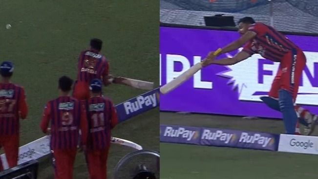 Avesh Khan ball hitting row