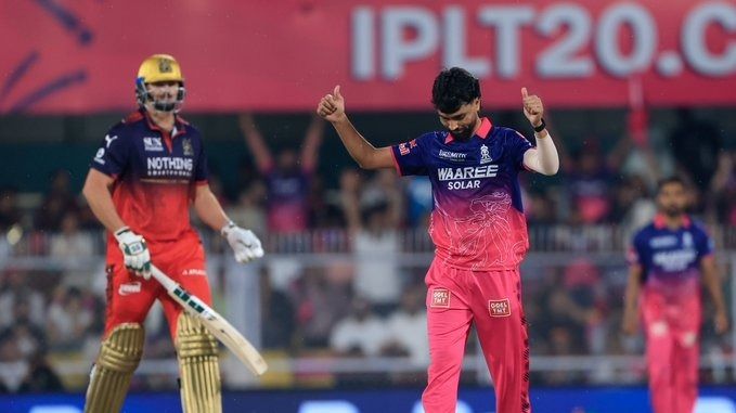 Brijesh Sharma after taking wicket in front of RCB