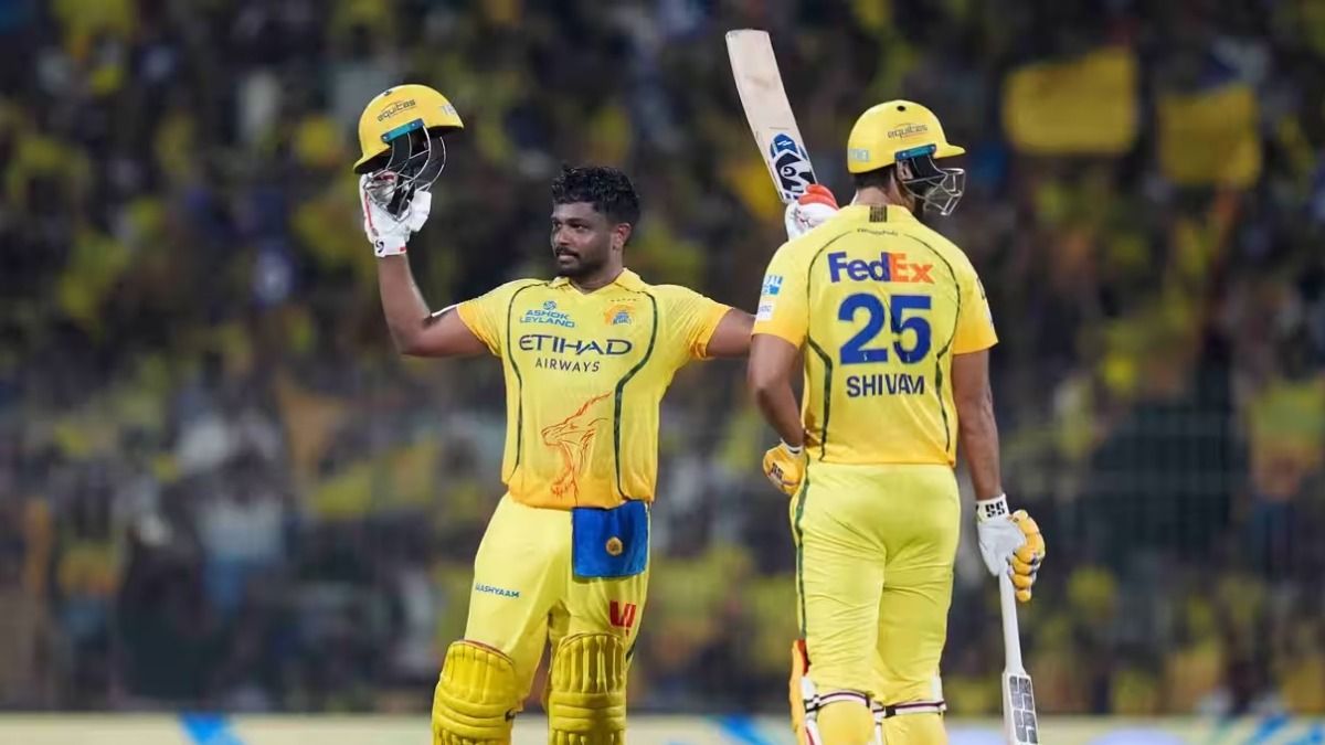 Sanju Samson after scoring a century