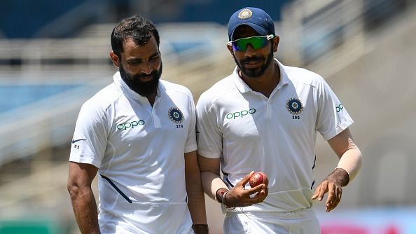 Mohammed Shami (L) and Jasprit Bumrah (R)