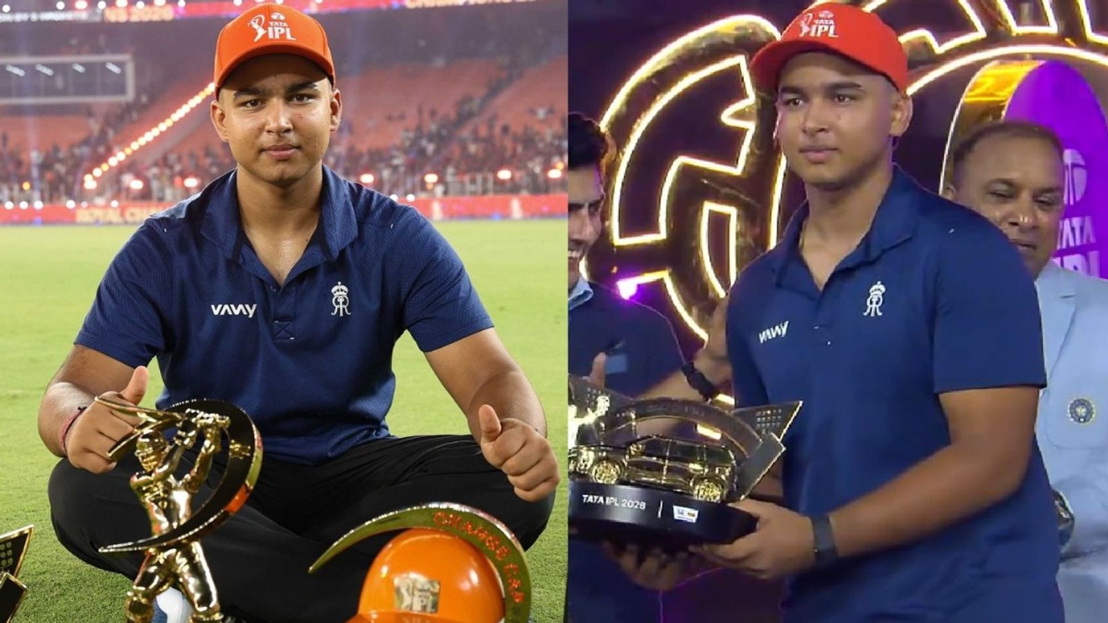 IPL 2026 में पांच अवॉर्ड जीतने वाले वैभव सूर्यवंशी नहीं कर सकते अपने सबसे बड़े इनाम का इस्तेमाल, जानें क्या है वजह वैभव सूर्यवंशी ने आईपीएल 2026 में पांच अवॉर्ड जीते. (PC: X)