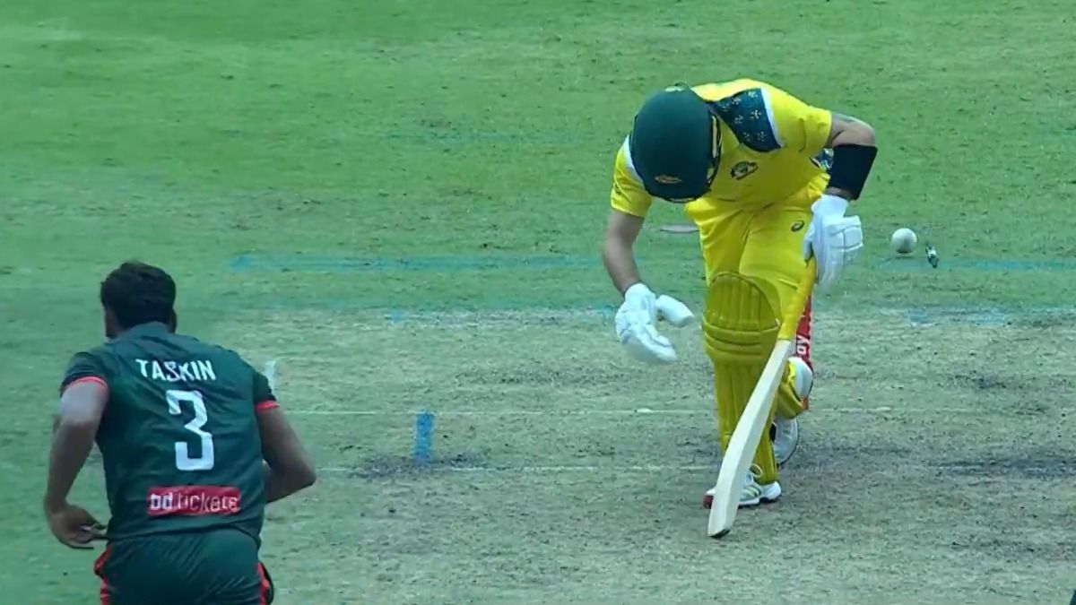 Taskin Ahmed after bowling out Australia batsman