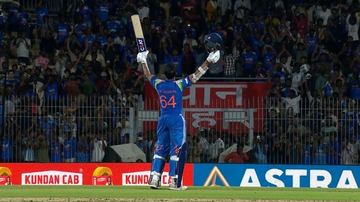 Yashasvi Jaiswal after scoring a century