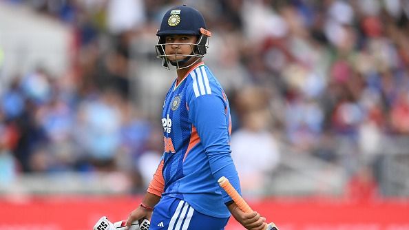 Vaibhav Sooryavanshi after being dismissed on his debut innings