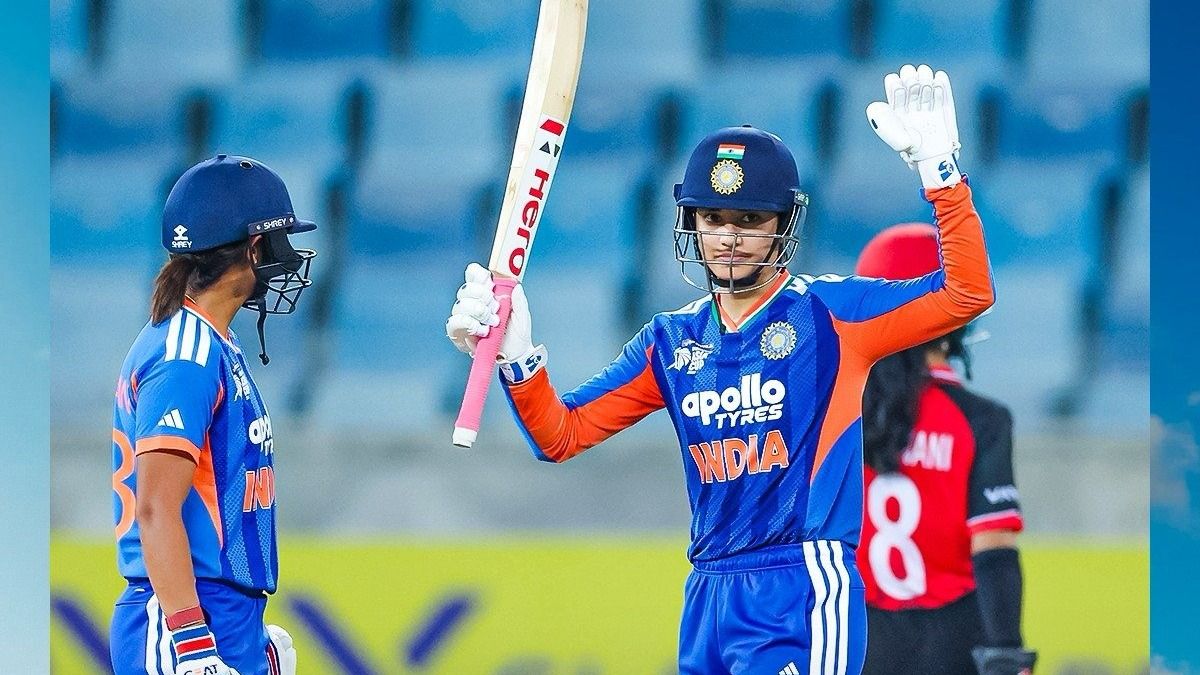 Smriti Mandhana after scoring a century Smriti Mandhana after scoring a century