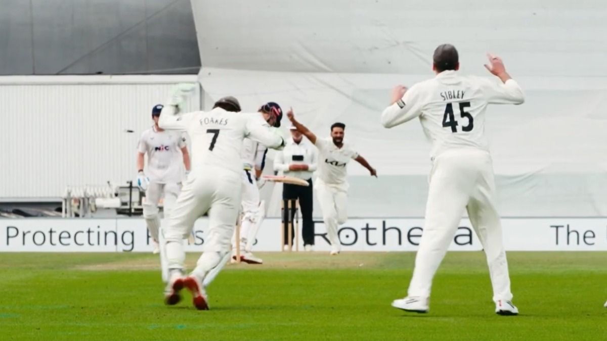 Aaqib Nabi after being bowled in county cricket