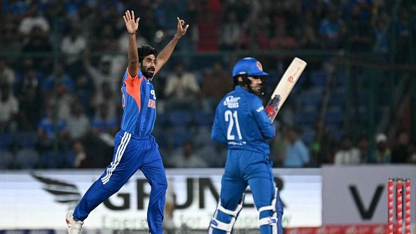 India's Jasprit Bumrah celebrates