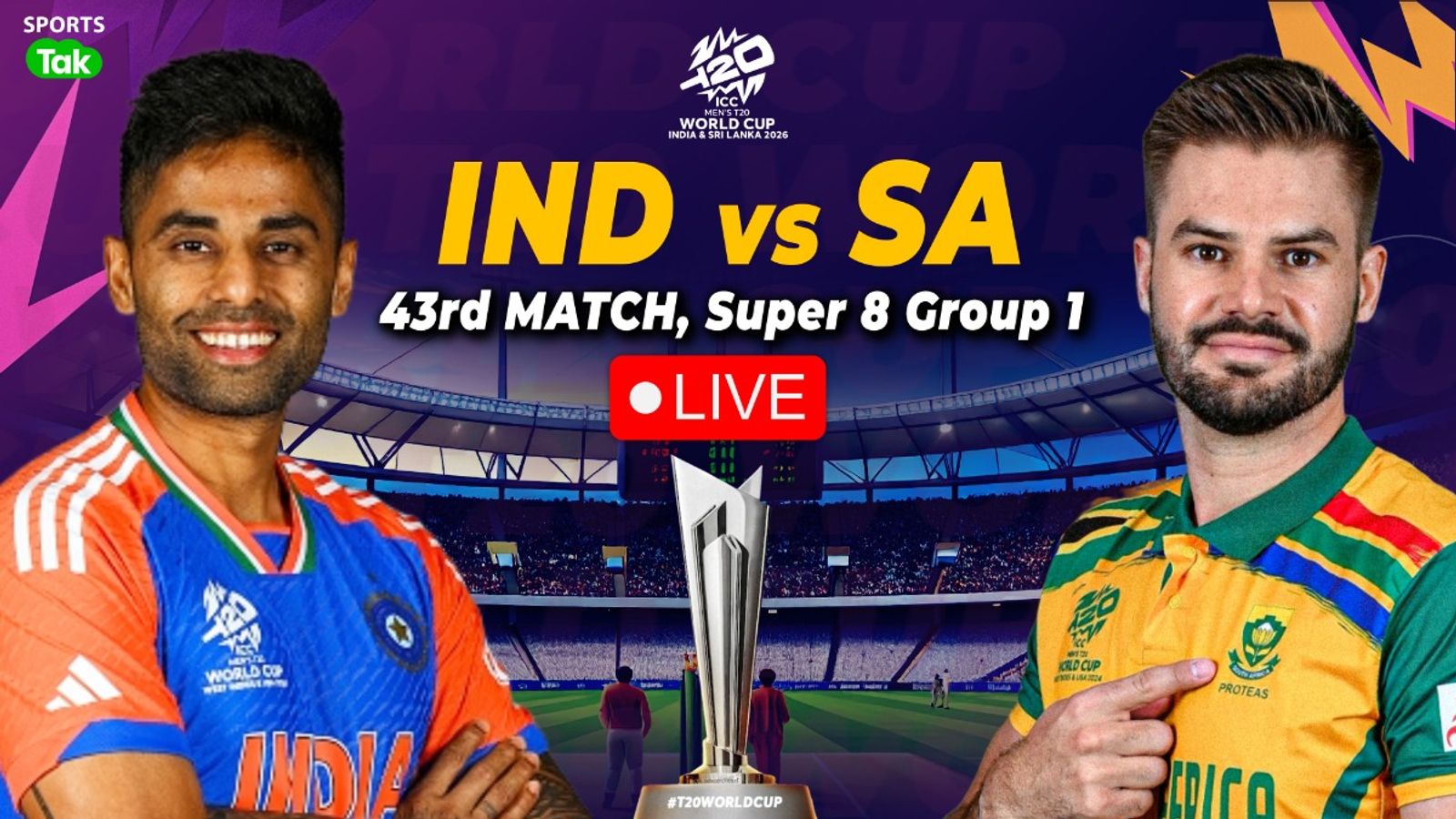 IND vs SA Live T20 World Cup 2026 Super 8 score: Bumrah, Arshdeep put India in command IND vs SA Live T20 World Cup 2026 Super 8 score: Bumrah, Arshdeep put India in command