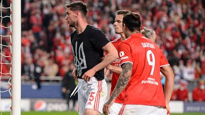 Ukraine striker Roman Yaremchuk unveils trident emblem in support of his homeland after scoring in Champions League SportsTak