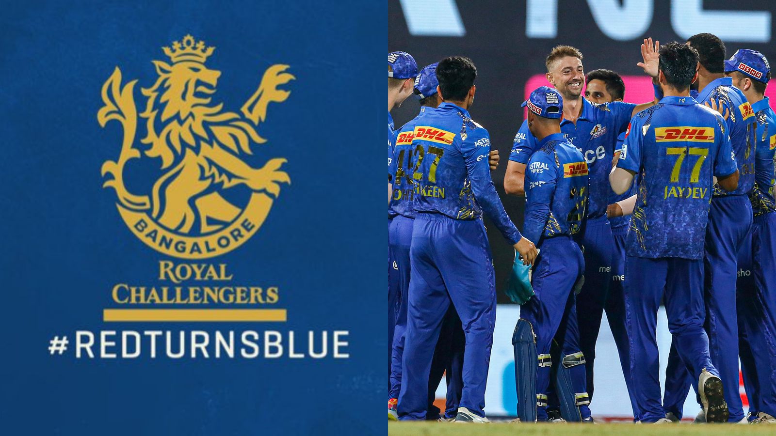 #RedTurnsBlue! RCB change colours for the day in support of MI #RedTurnsBlue! RCB change colours for the day in support of MI
