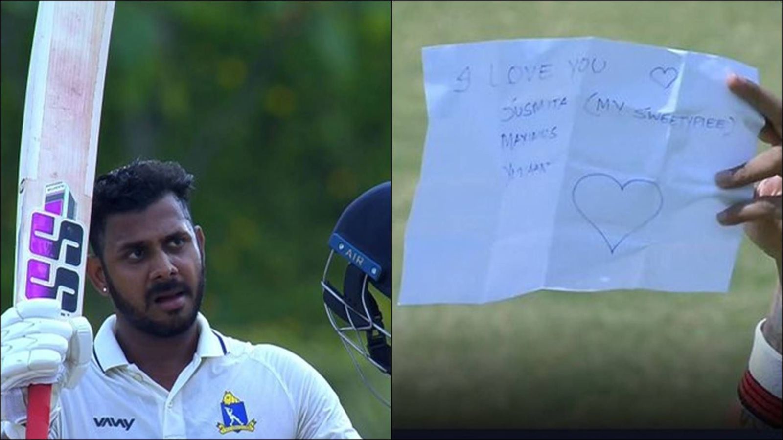 Manoj Tiwary hits century in Ranji Trophy semi-final, takes out handmade note to appreciate family's support Manoj Tiwary hits century in Ranji Trophy semi-final, takes out handmade note to appreciate family's support