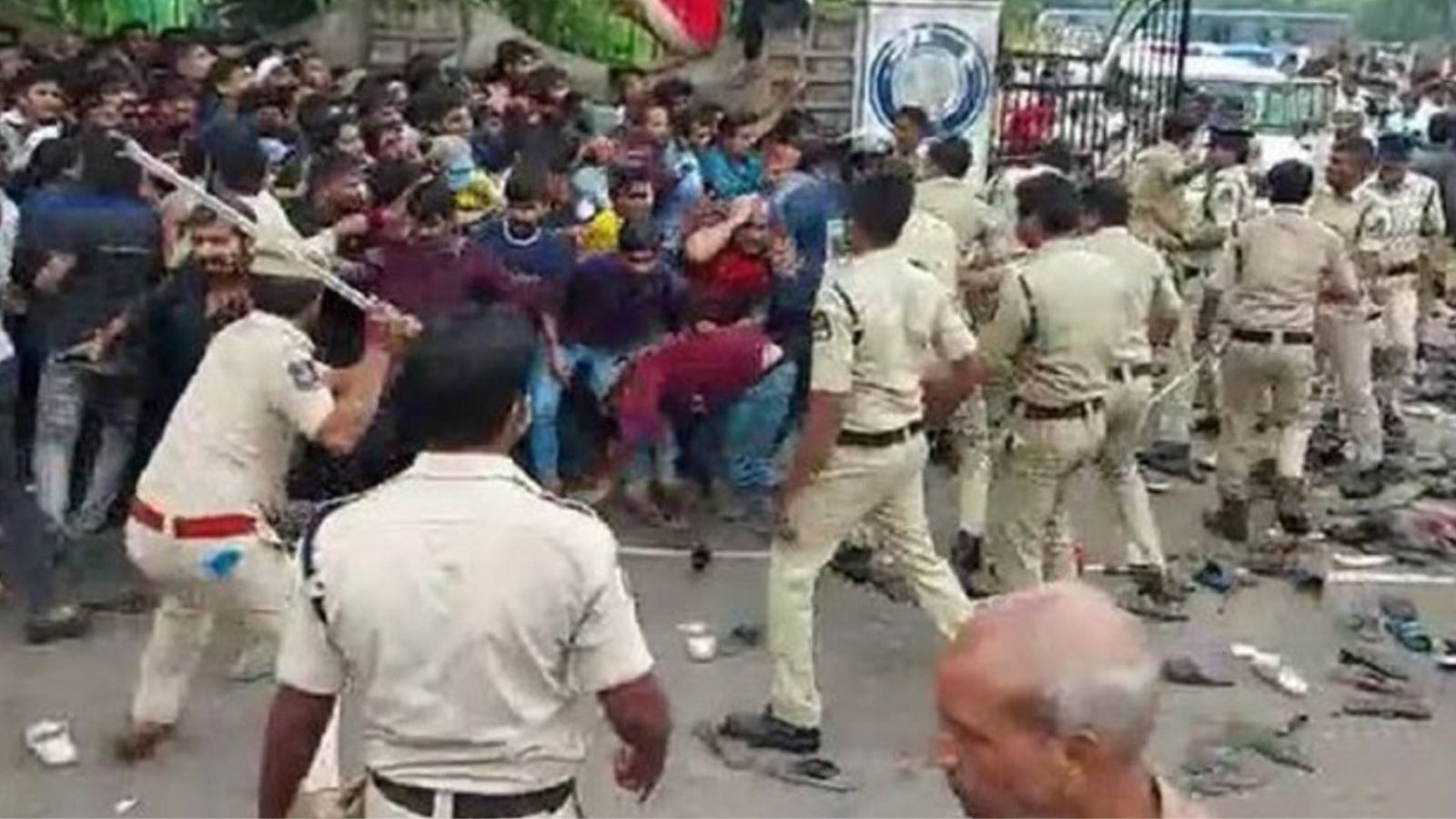 Watch: Stampede-like situation outside stadium as Police resort to lathicharge on fans gathered to buy offline tickets for India vs Australia 3rd T20I Watch: Stampede-like situation outside stadium as Police resort to lathicharge on fans gathered to buy offline tickets for India vs Australia 3rd T20I