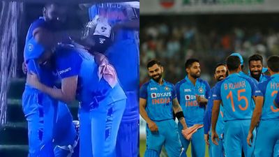 Watch: Rohit Sharma, Virat Kohli burst into affectionate celebration on staircase after India clinch series against Australia SportsTak