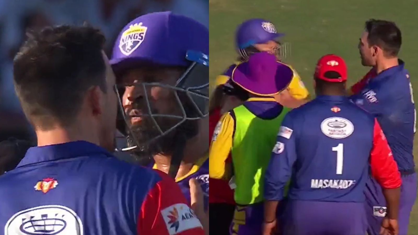 Watch: Mitchell Johnson shoves Yusuf Pathan as the duo engage in ugly fight on the pitch Watch: Mitchell Johnson shoves Yusuf Pathan as the duo engage in ugly fight on the pitch
