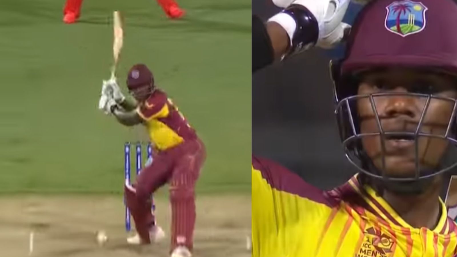 Watch: Rovman Powell's mammoth six traverses stadium during WI-Scotland T20 WC tie, leaves teammate in utter disbelief Watch: Rovman Powell's mammoth six traverses stadium during WI-Scotland T20 WC tie, leaves teammate in utter disbelief