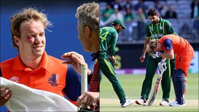 Watch: Haris Rauf's ferocious bouncer badly injures Netherlands batter Bas de Leede, forces concussion substitute SportsTak
