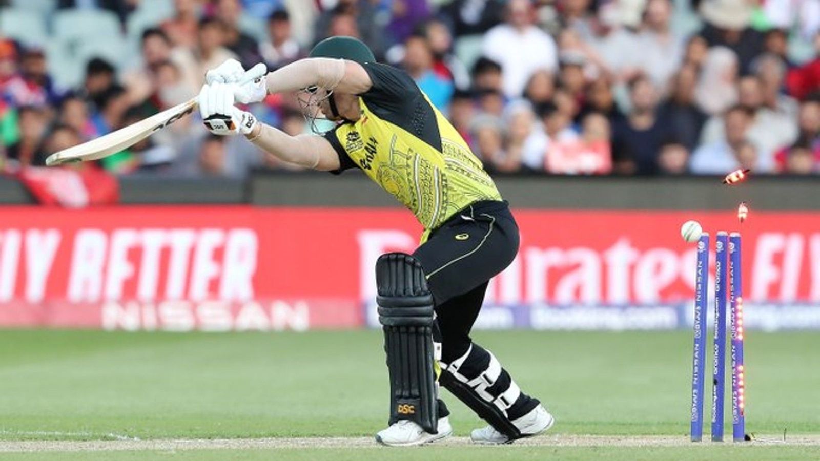 Watch: Warner dismissed in bizarre fashion while attempting to bat right-handed during T20 WC tie vs Afghanistan Watch: Warner dismissed in bizarre fashion while attempting to bat right-handed during T20 WC tie vs Afghanistan