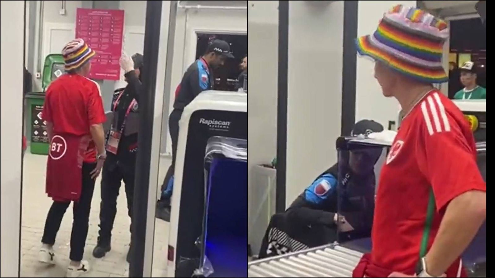 Watch: Outrage as Welsh have their rainbow bucket hats confiscated ahead of the USA v Wales clash Watch: Outrage as Welsh have their rainbow bucket hats confiscated ahead of the USA v Wales clash