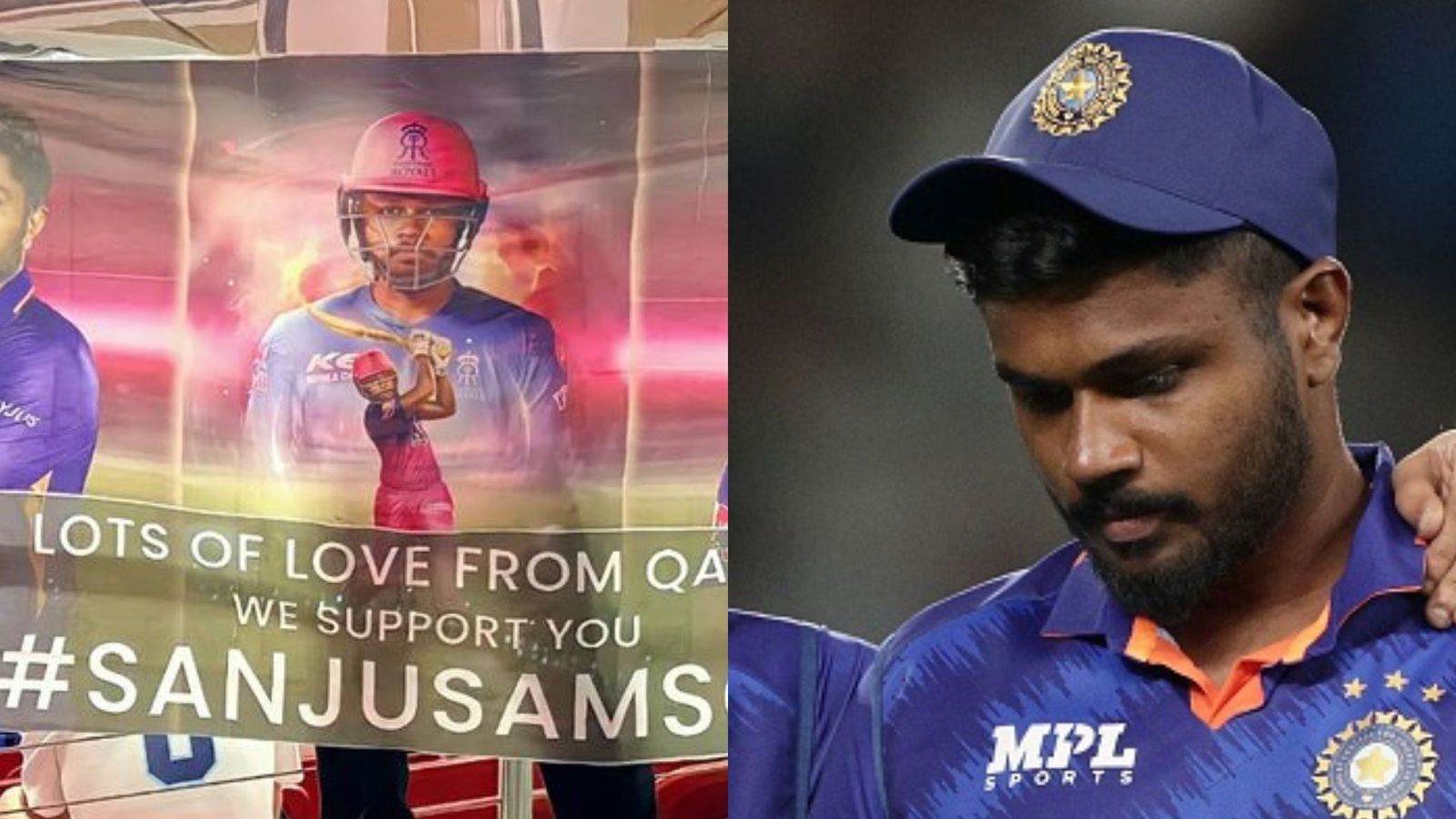'We support you': Banners raised in support of Sanju Samson inside football stadium in Qatar, see pictures here! 'We support you': Banners raised in support of Sanju Samson inside football stadium in Qatar, see pictures here!