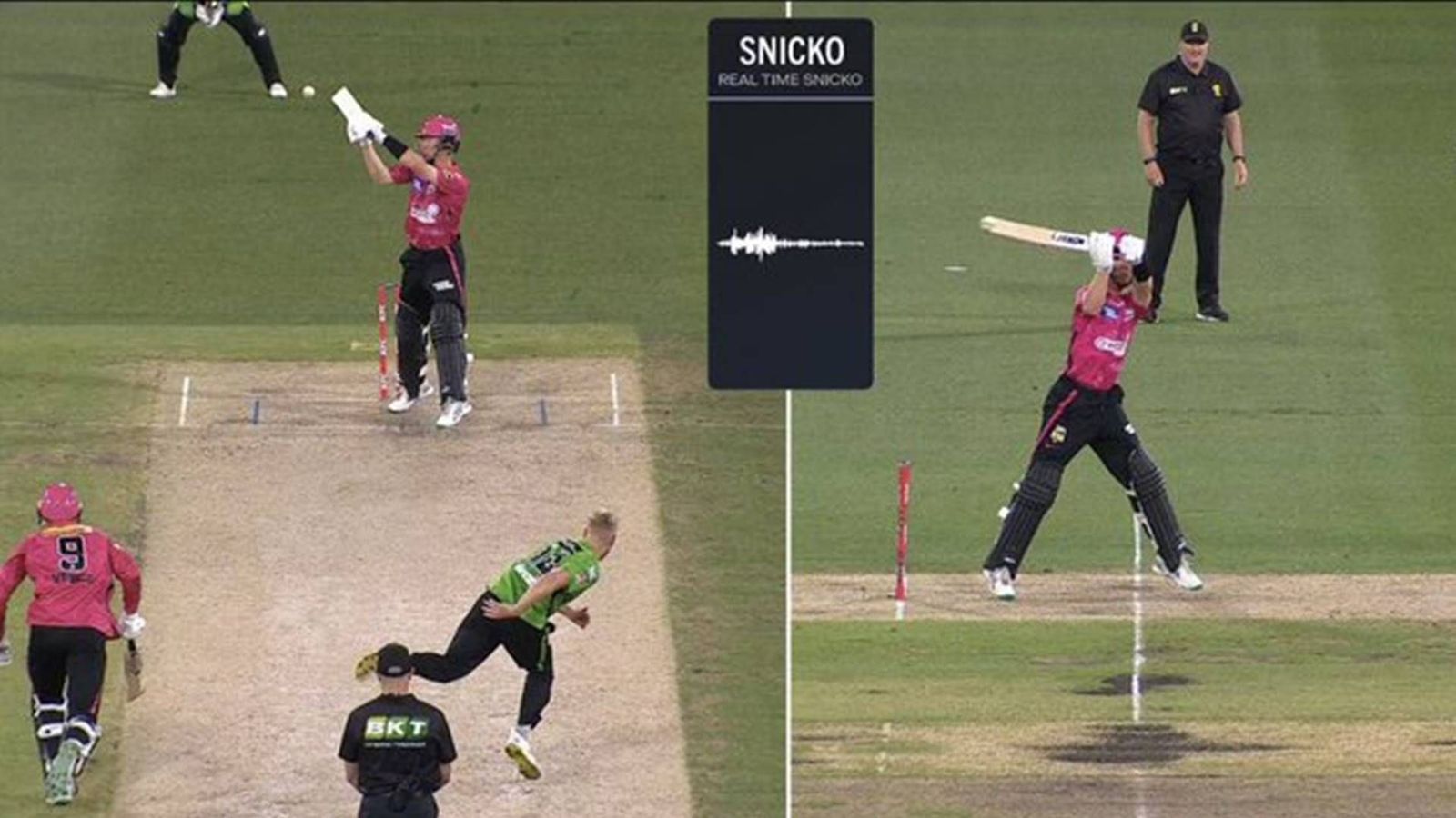 Big gap between bat and ball but batter given out, ultraedge causes massive confusion in last over of BBL clash Big gap between bat and ball but batter given out, ultraedge causes massive confusion in last over of BBL clash