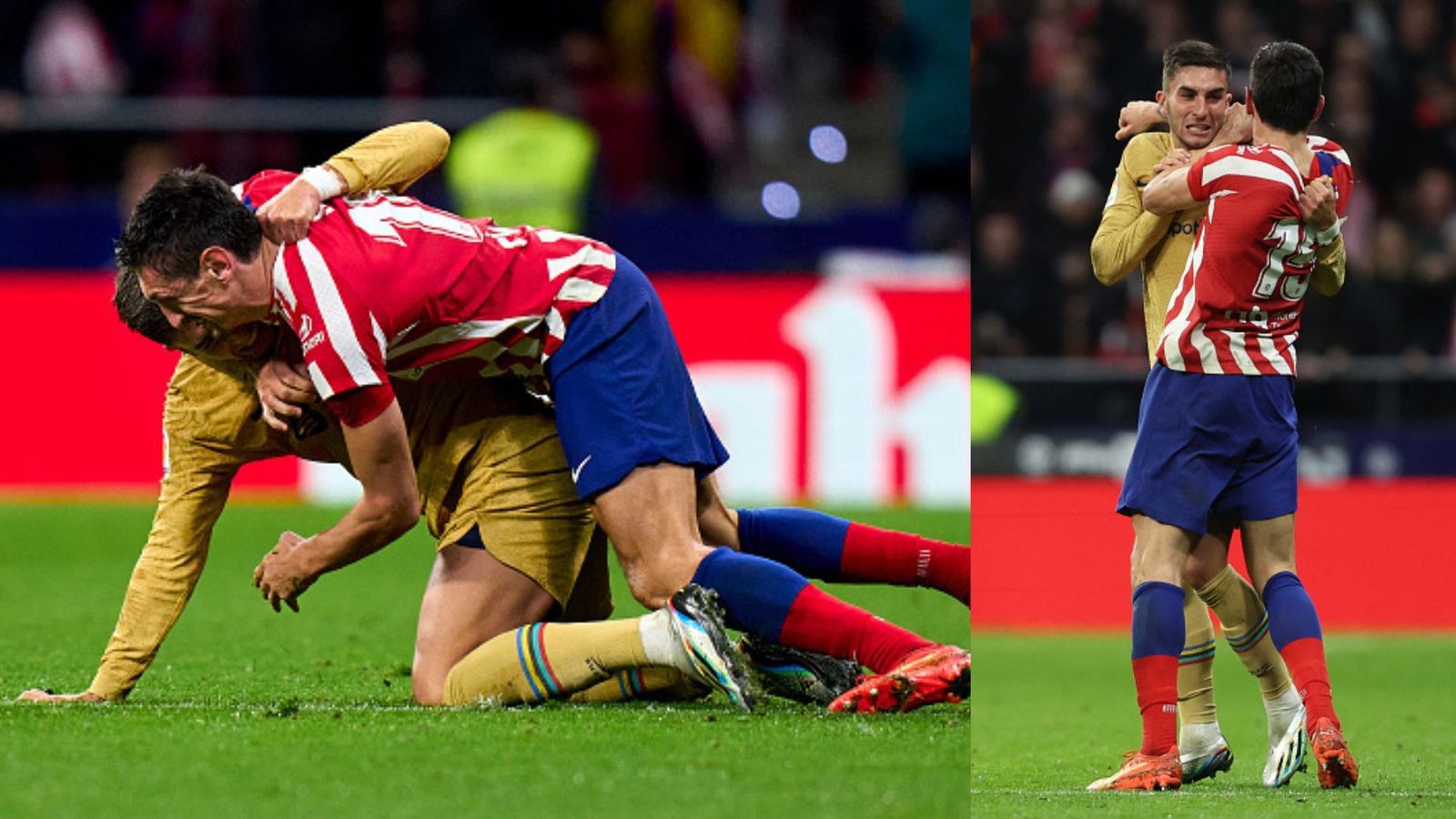 Watch: Atleti-Barca match turns to wrestling game for Ferran Torres, Stefan Savic; duo shown red cards after on-field scuffle Watch: Atleti-Barca match turns to wrestling game for Ferran Torres, Stefan Savic; duo shown red cards after on-field scuffle