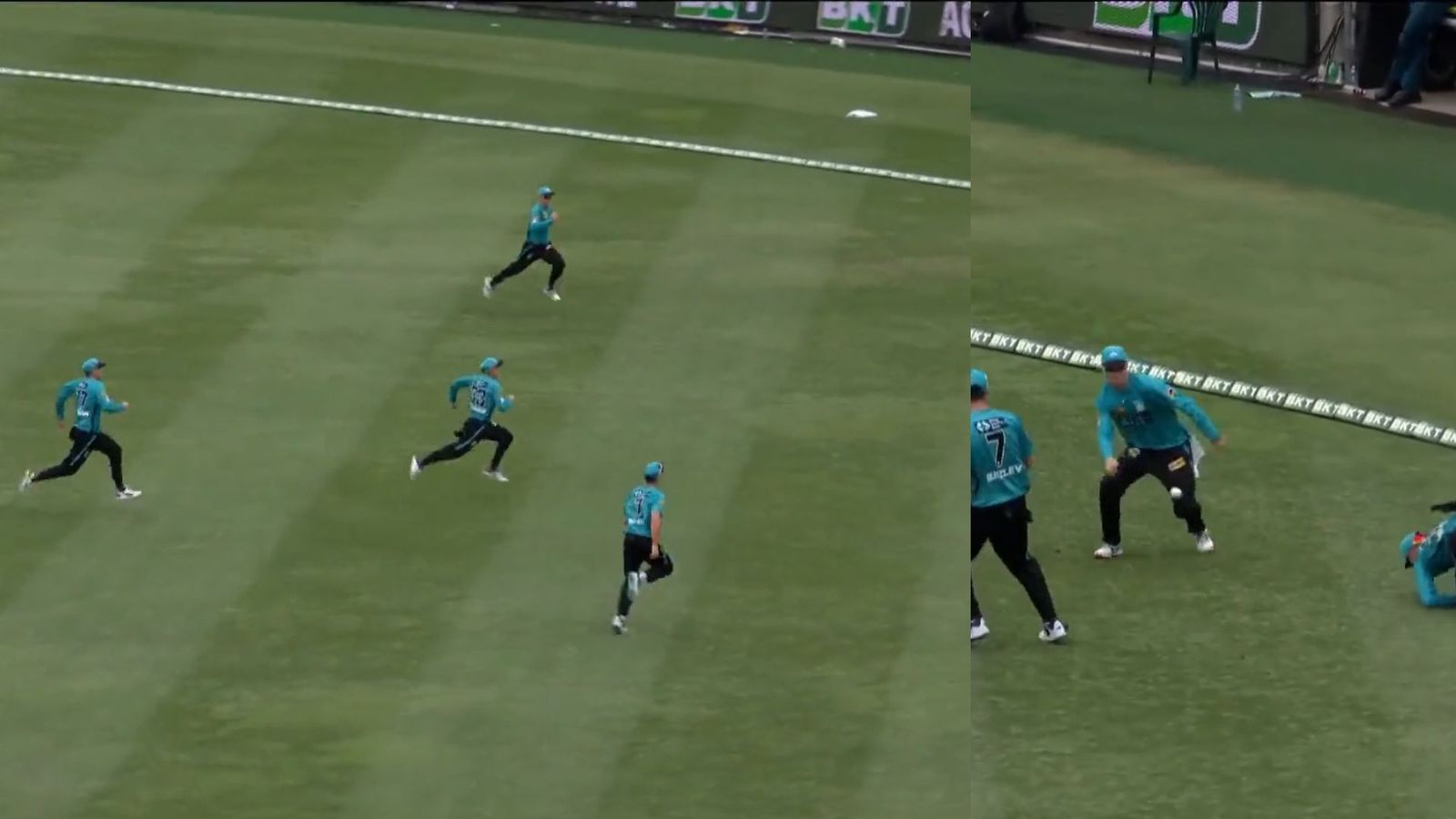 One ball, four fielders and what happens next redefines the definition of 'hunting in packs'; watch hilarious video! One ball, four fielders and what happens next redefines the definition of 'hunting in packs'; watch hilarious video!