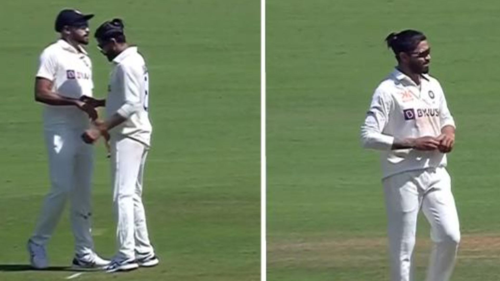 Watch: Jadeja seen taking 'something' from Siraj and rubbing on his spinning finger — Debate erupts on social media Watch: Jadeja seen taking 'something' from Siraj and rubbing on his spinning finger — Debate erupts on social media