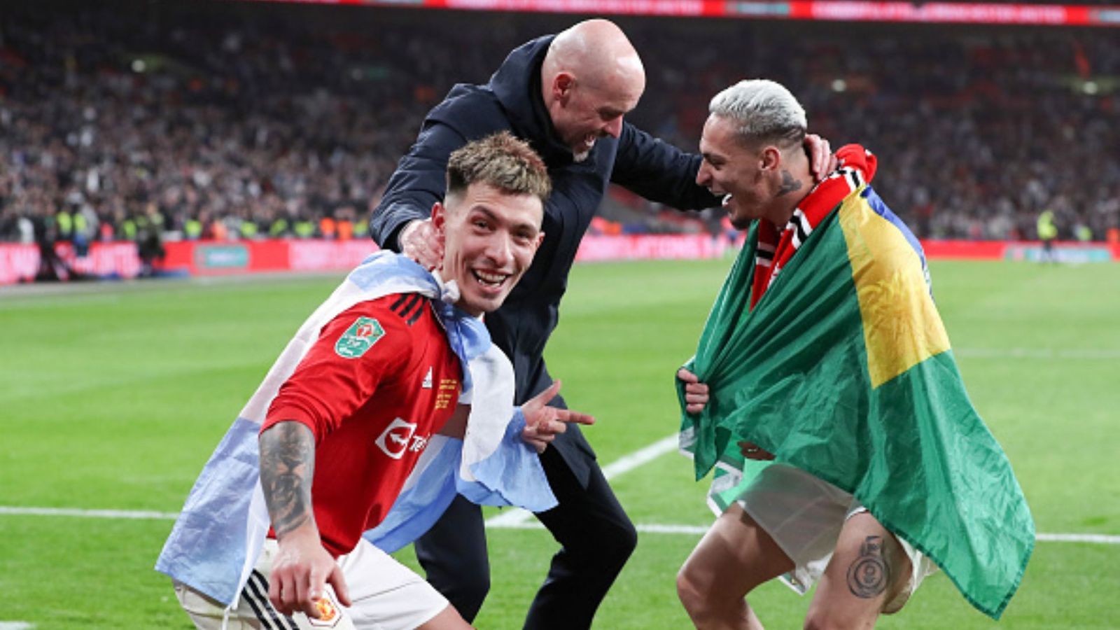 Watch: Ten Hag dances with his former Ajax stars Antony and Lisandro Martinez after ending Manchester United trophy drought Watch: Ten Hag dances with his former Ajax stars Antony and Lisandro Martinez after ending Manchester United trophy drought