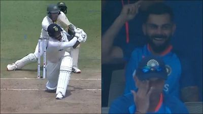 Watch: Virat Kohli's priceless reaction in dressing room as Umesh Yadav equals his Test sixes tally on dusty Indore pitch SportsTak