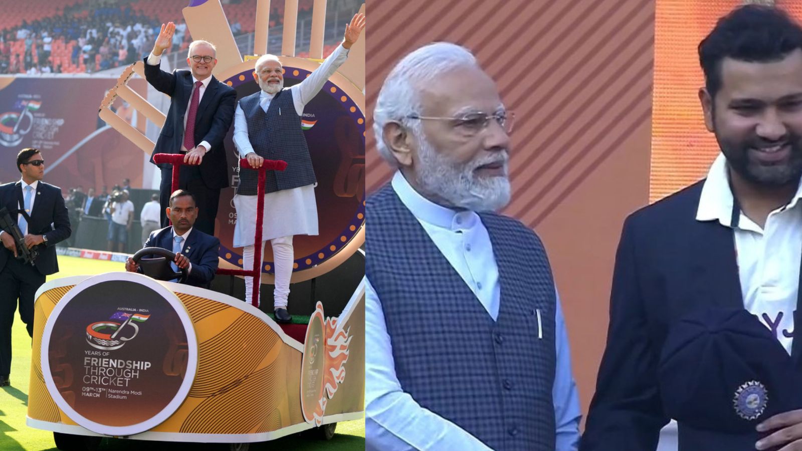 Watch: Prime Minister Modi, Australian PM take tour of Ahmedabad Stadium on gold-plated golf car moments before IND-AUS 4th Test Watch: Prime Minister Modi, Australian PM take tour of Ahmedabad Stadium on gold-plated golf car moments before IND-AUS 4th Test