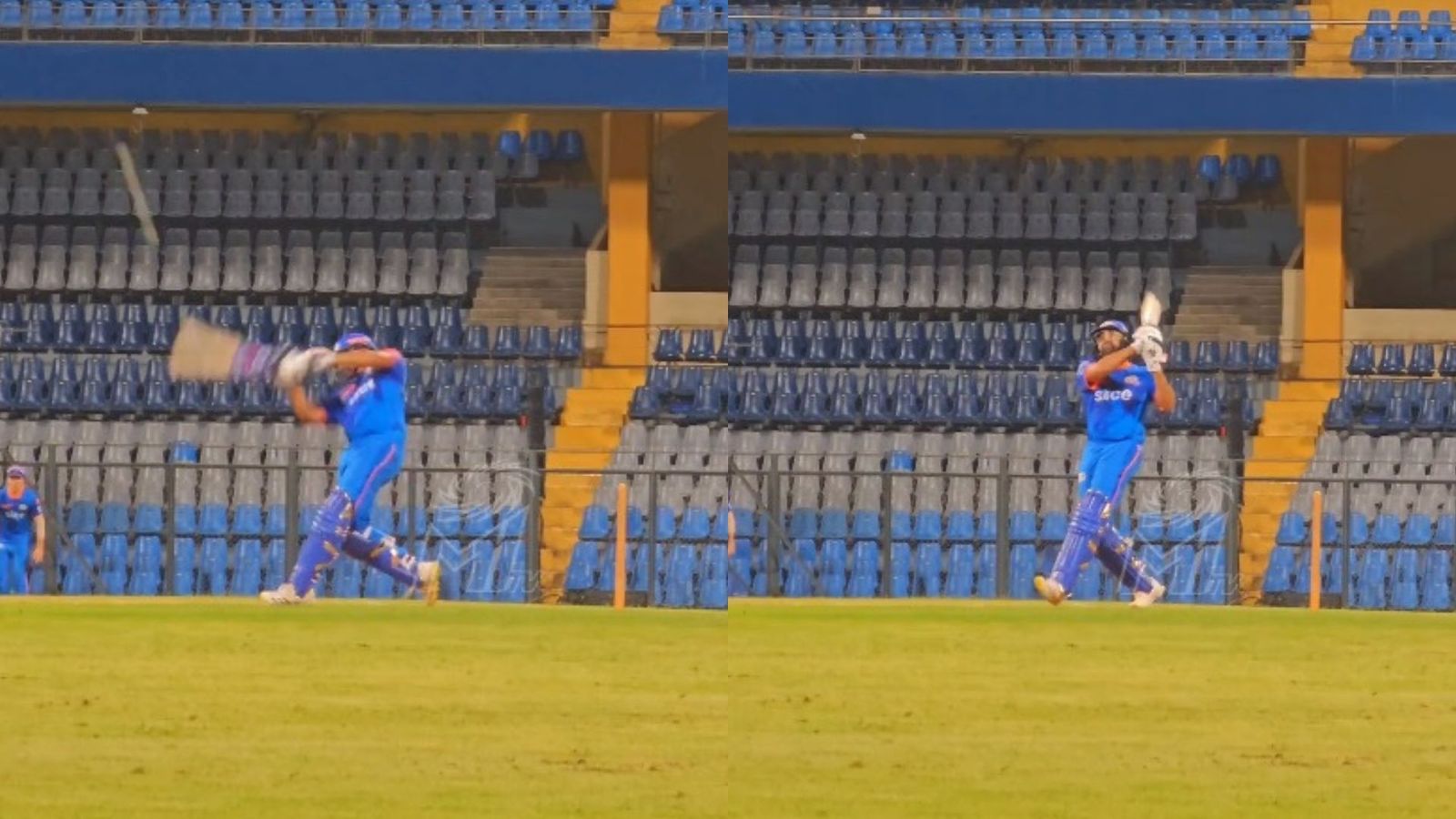 Watch: 'Hitman' Rohit Sharma launches humongous six during Mumbai Indians practice session, sound of ball hitting bat is pristine Watch: 'Hitman' Rohit Sharma launches humongous six during Mumbai Indians practice session, sound of ball hitting bat is pristine