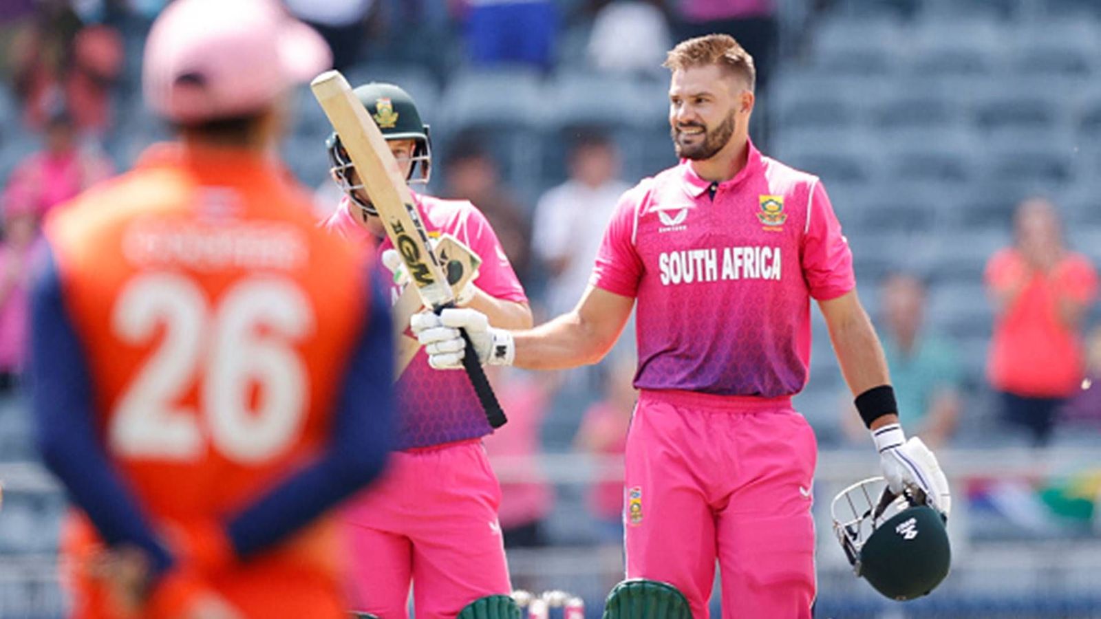 SRH skipper Aiden Markram's 175, Sisanda Magala's fifer helps South Africa strengthen World Cup qualification chances with 146-run win over Netherlands SRH skipper Aiden Markram's 175, Sisanda Magala's fifer helps South Africa strengthen World Cup qualification chances with 146-run win over Netherlands